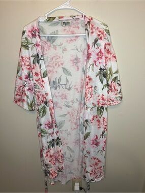 Show Me Your Mumu Garden of Blooms Floral Robe Pink White One Size Women's EUC